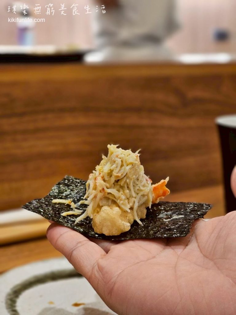 椿彩割烹壽司_台中日式料理_台中西區美食_台中餐廳推薦_台中日本料理_台中壽司_無菜單料理_台中無菜單日本料理_Omakase_板前壽司_精明一街美食_台中精明商圈餐廳推薦_松葉蟹手卷+炸蝦２