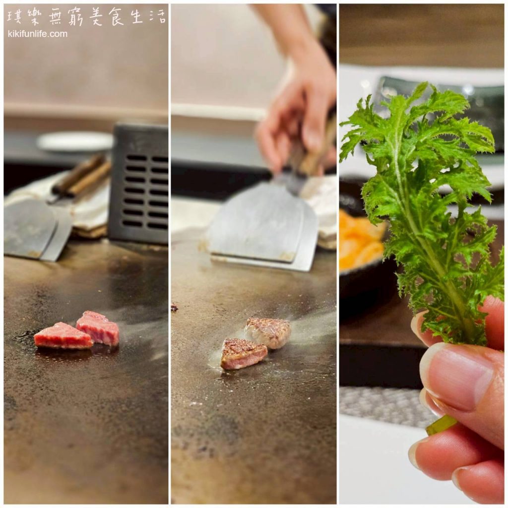 台中鐵板燒推薦_森鐵板燒_台中高級餐廳_芥末苗加50秒牛肉_全球獨家牛肉分解料理