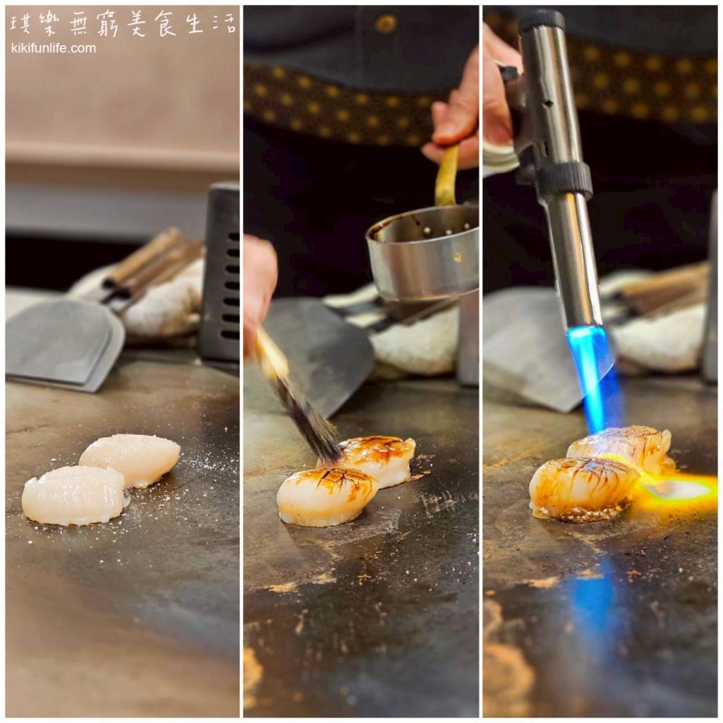 台中紀念日餐廳_森鐵板燒_手作海膽大干貝_乾煎日本北海道干貝